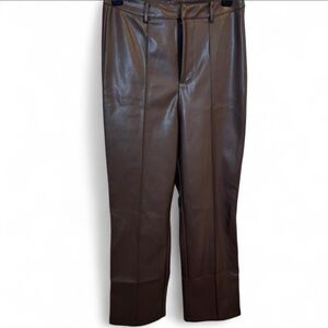 Commense Chocolate Faux Leather Trousers